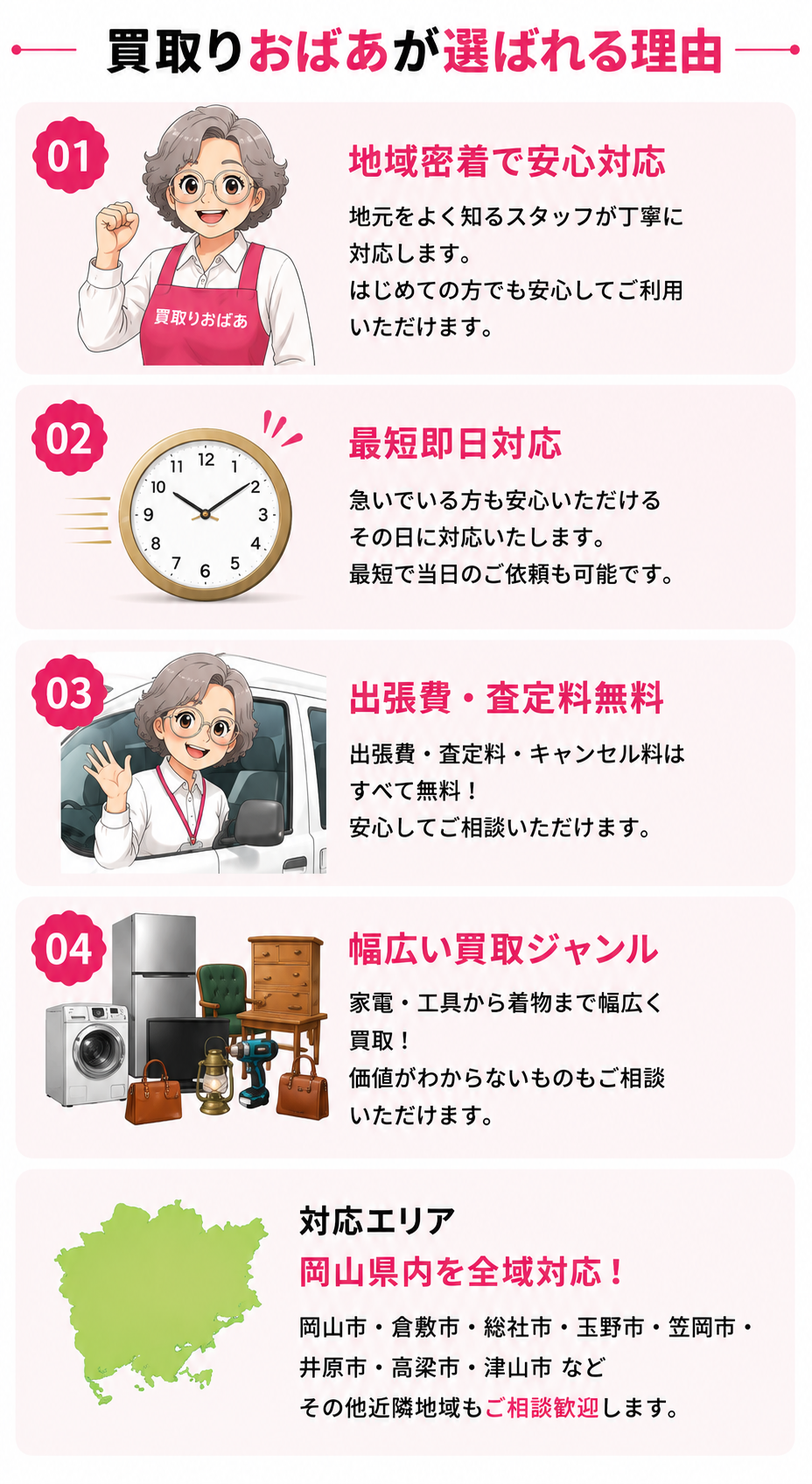 買取りおばあが選ばれる理由 / 対応エリア